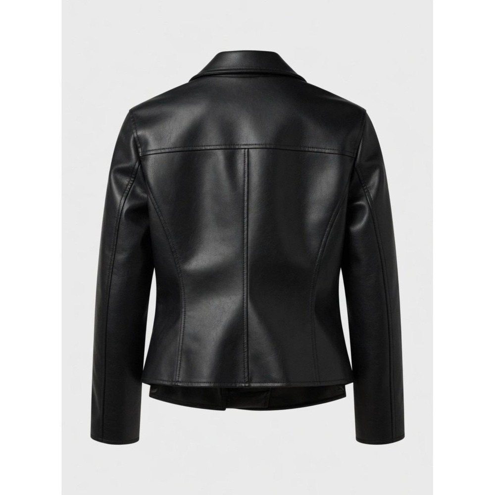 Levi's Women's Black Faux Leather Moto Biker Jacket Asymmetric Zip